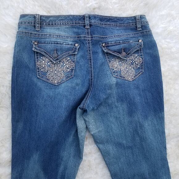 Stretch Denim Capris Nine West Plus Size 14 / 32 Crop Embellished Cropped Jeans - Picture 8 of 9